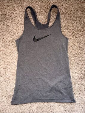 Nike Gray Racerback Athletic Tank with Black Swoosh